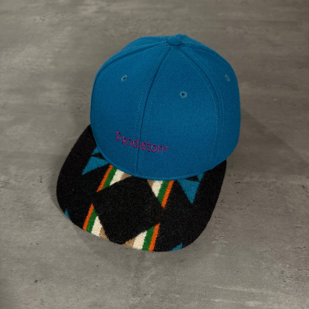 Vintage‎ Pendleton Hat Blue Wool Southwestern Aztec Geometric Strapback Cap